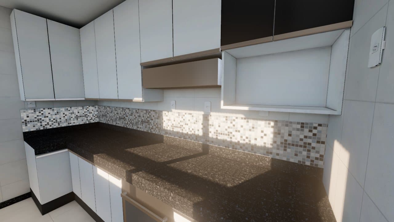 Cozinha ao sol da tarde — Apartamento Santa Tereza