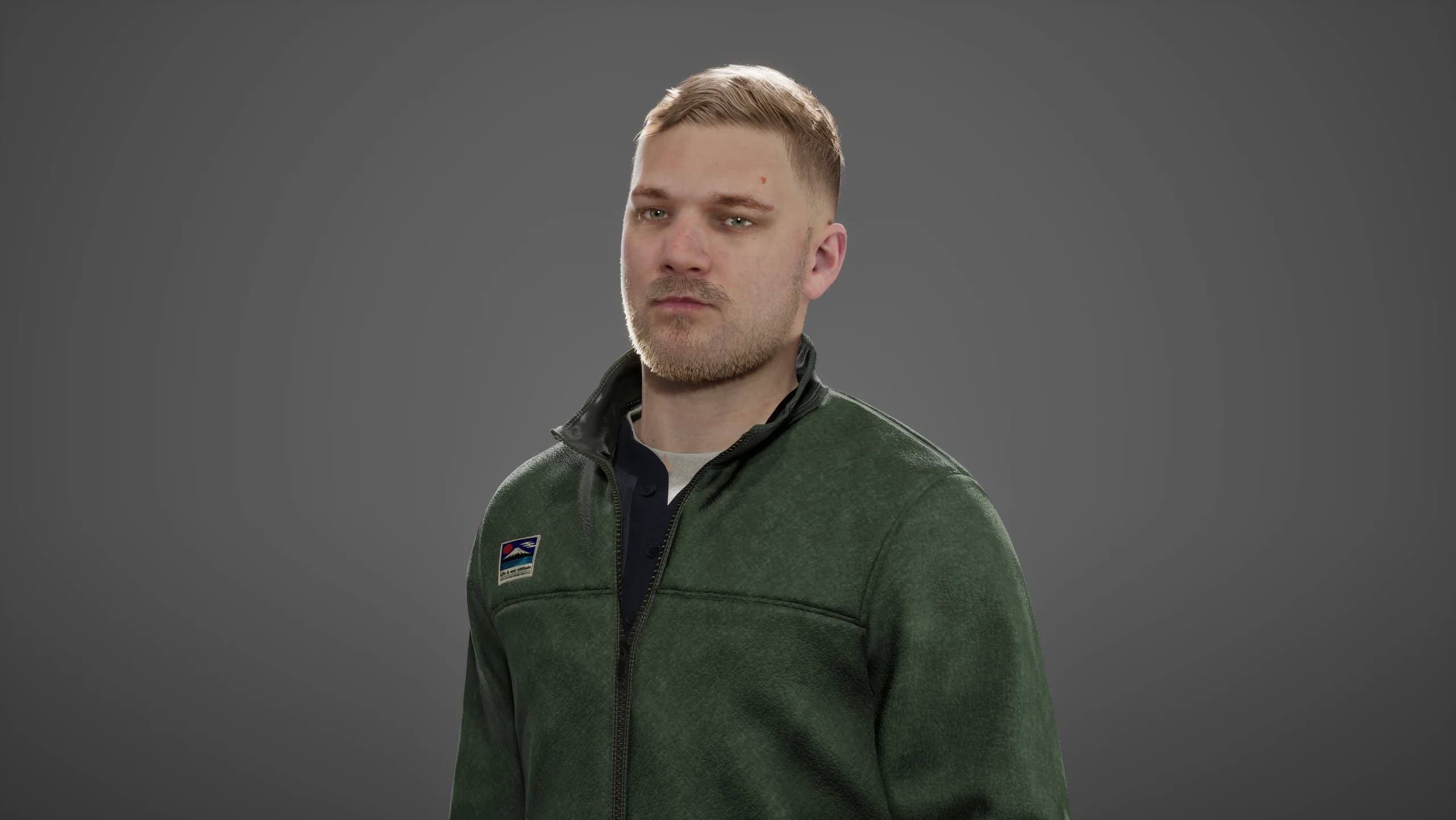 Shawn em render neutro para avaliação do personagem